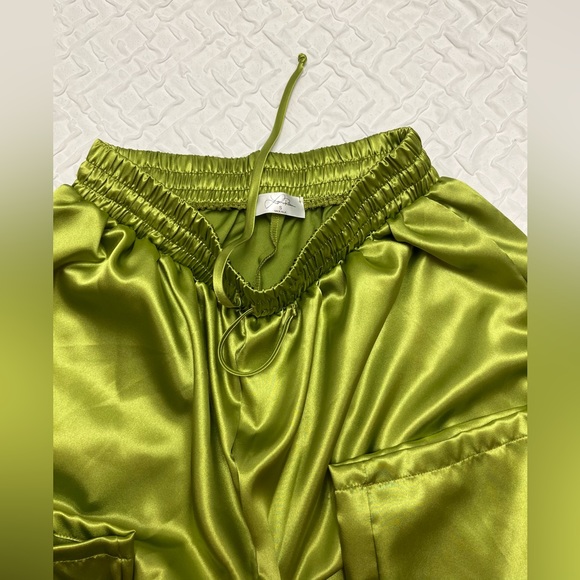 NWOT 💚 Laina Rauma green drawstring club bed lightweight satin pants size S - Picture 10 of 17